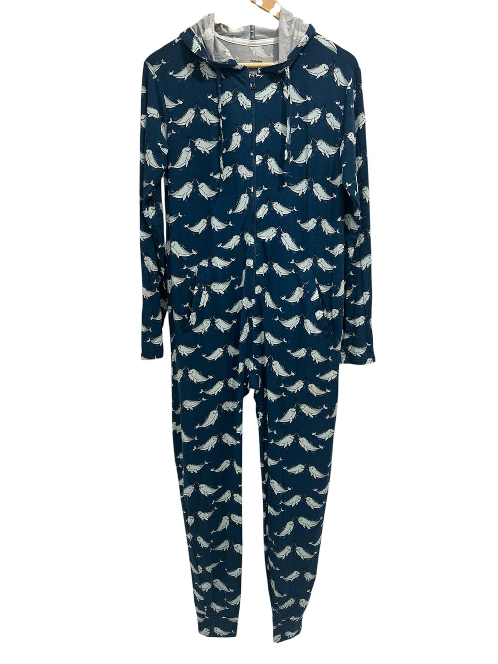 NWOT MeUndies Modal Narwhal Print One Piece Hooded Pajama Loungewear - XS/S